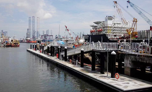 Construction Progress of Part B Singapore Police Coast Guard Pier Project Aluminum Pontoon